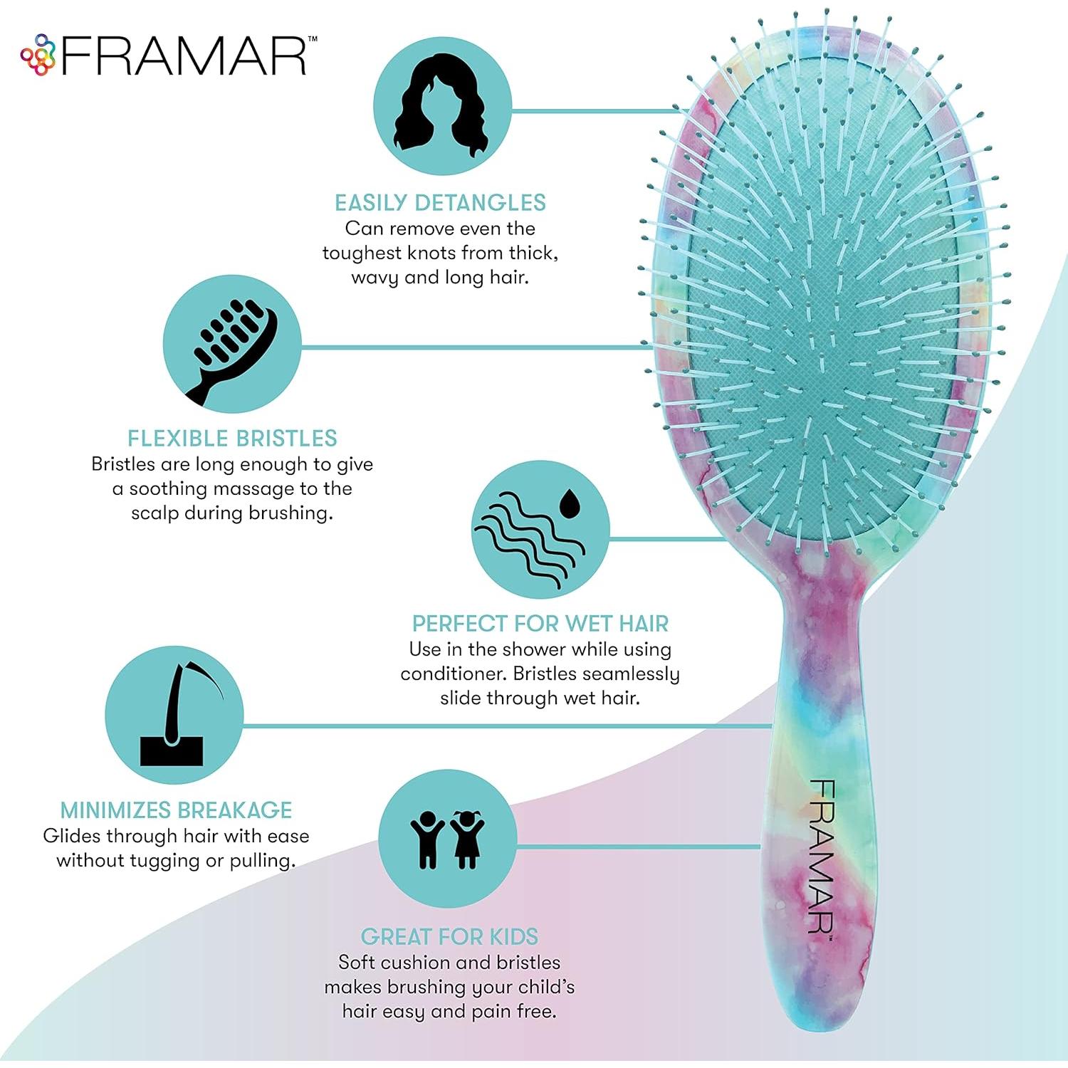Cepillo Desenredante Framar Morado Tie Dye 12x6cm