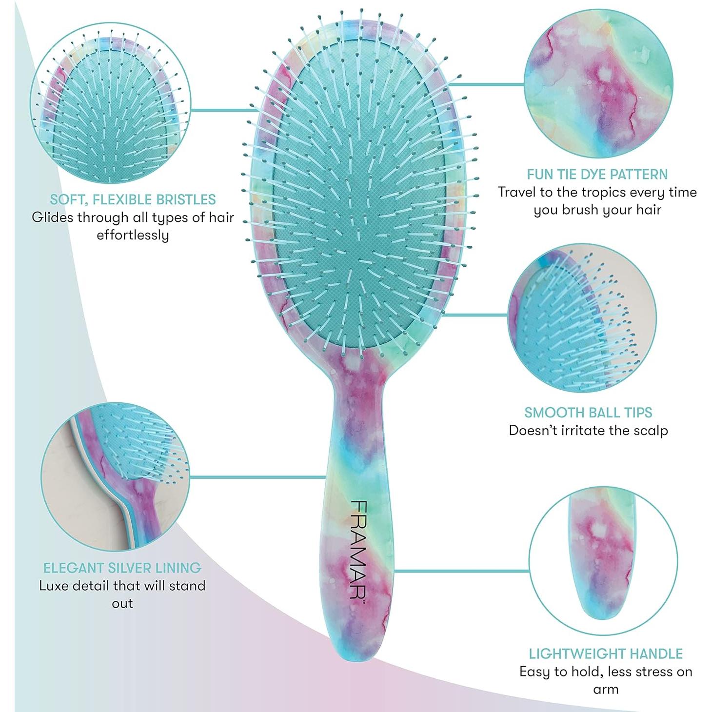 Cepillo Desenredante Framar Morado Tie Dye 12x6cm