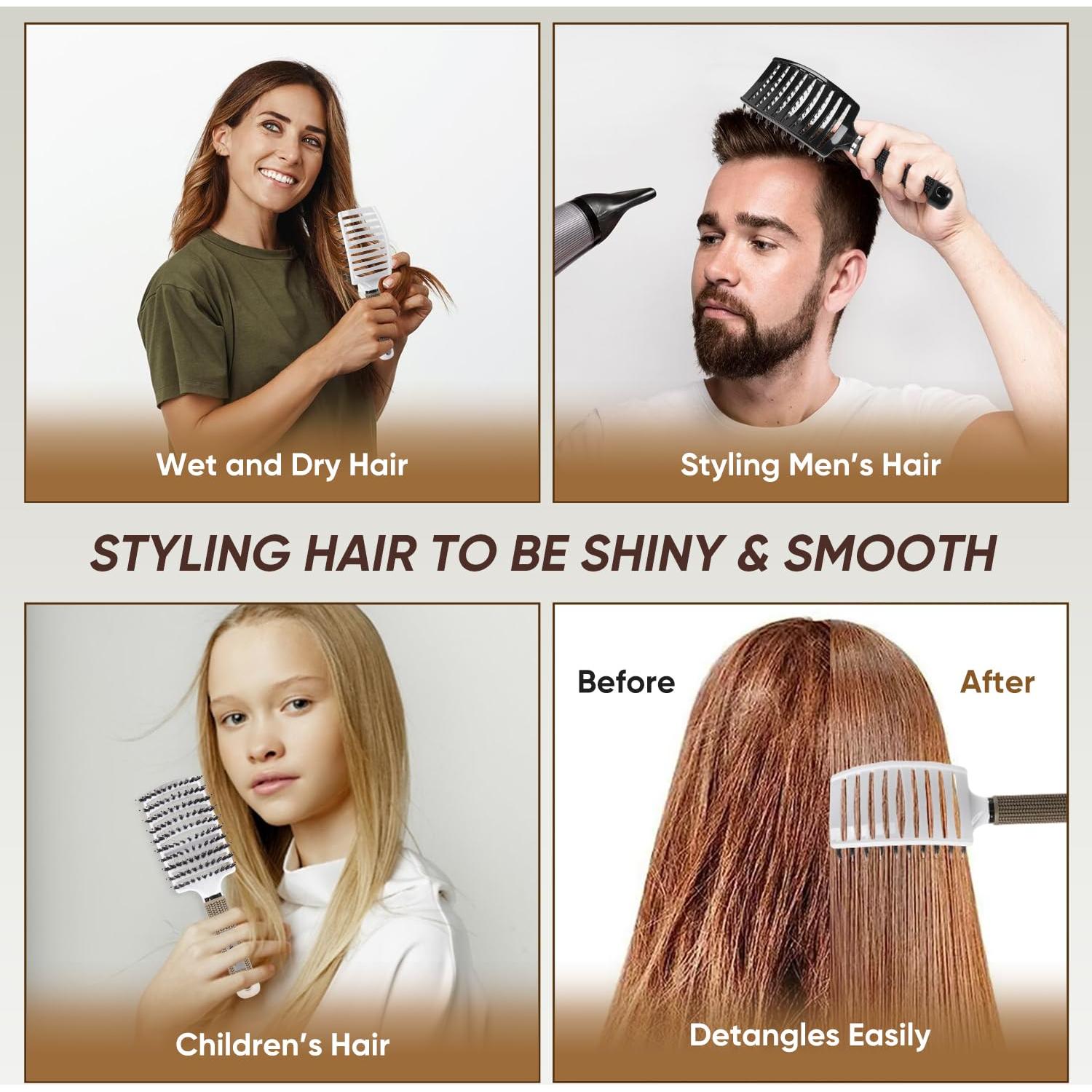 Juego de Cepillos Desenredantes Kertiberif 2PCS - Curvados y Ventilados