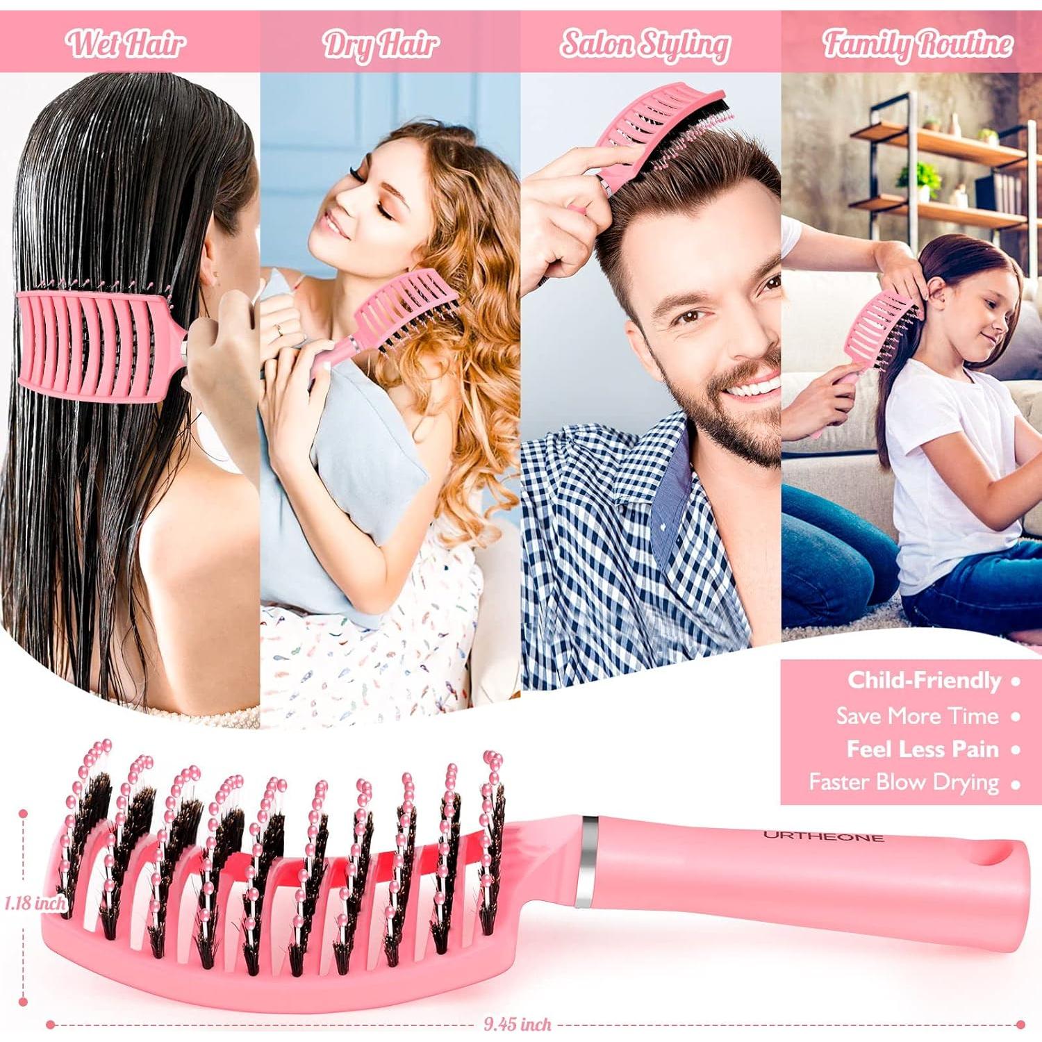 Cepillo desenredante URTHEONE con cerdas de jabalí - 2 unidades