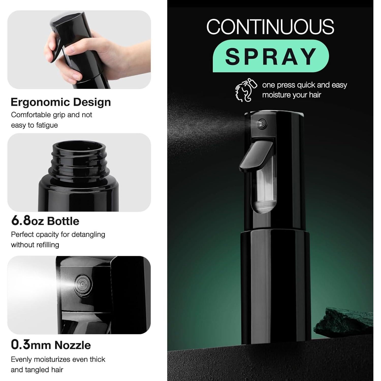 Conjunto de Cepillos Desenredantes Hommtina 4 Piezas Negro