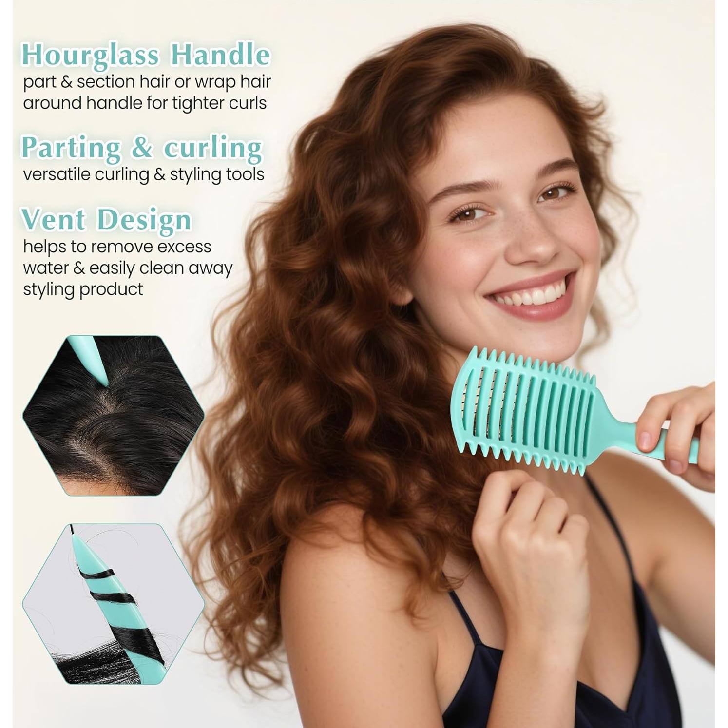 Cepillo Definidor de Rizos Manrator Verde - Ventilado, Antifrizz