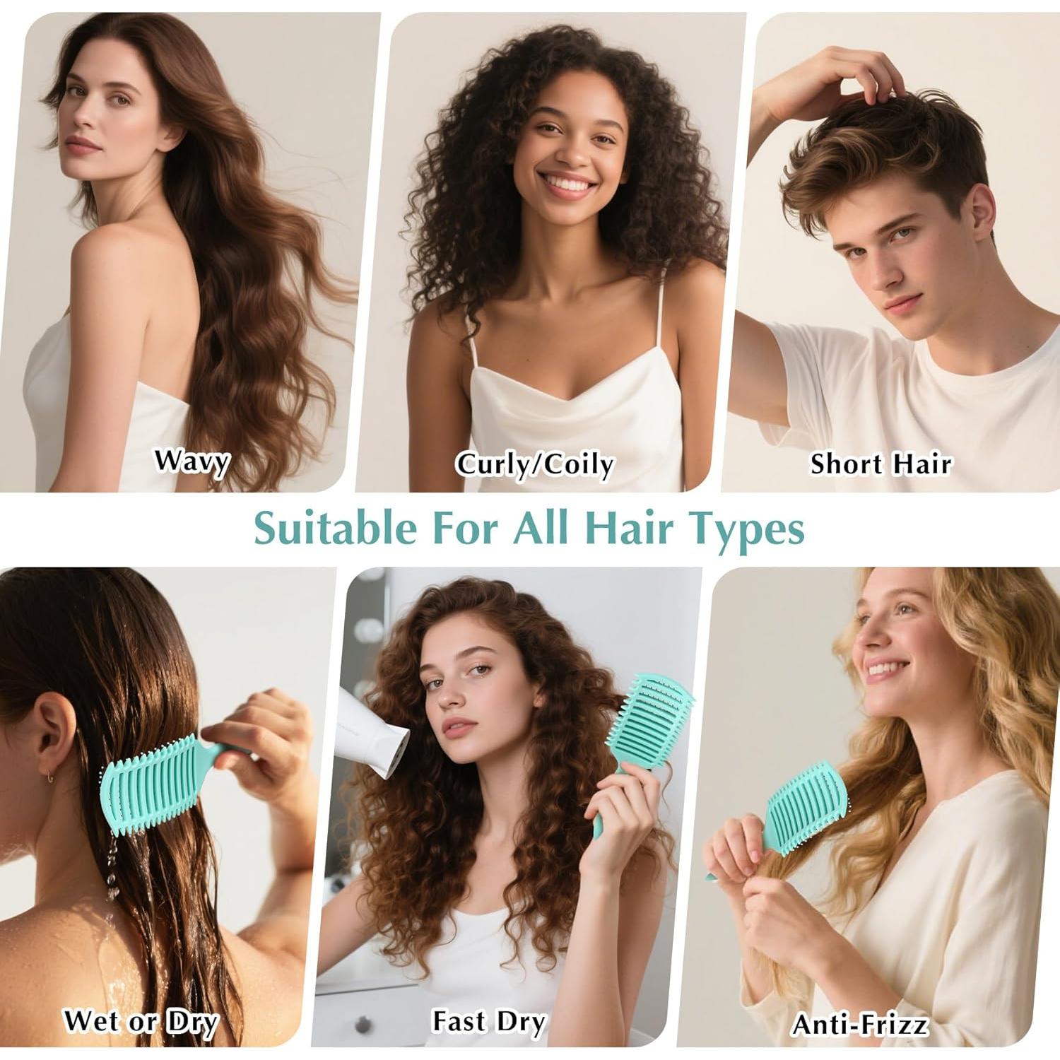 Cepillo Definidor de Rizos Manrator Verde - Ventilado, Antifrizz