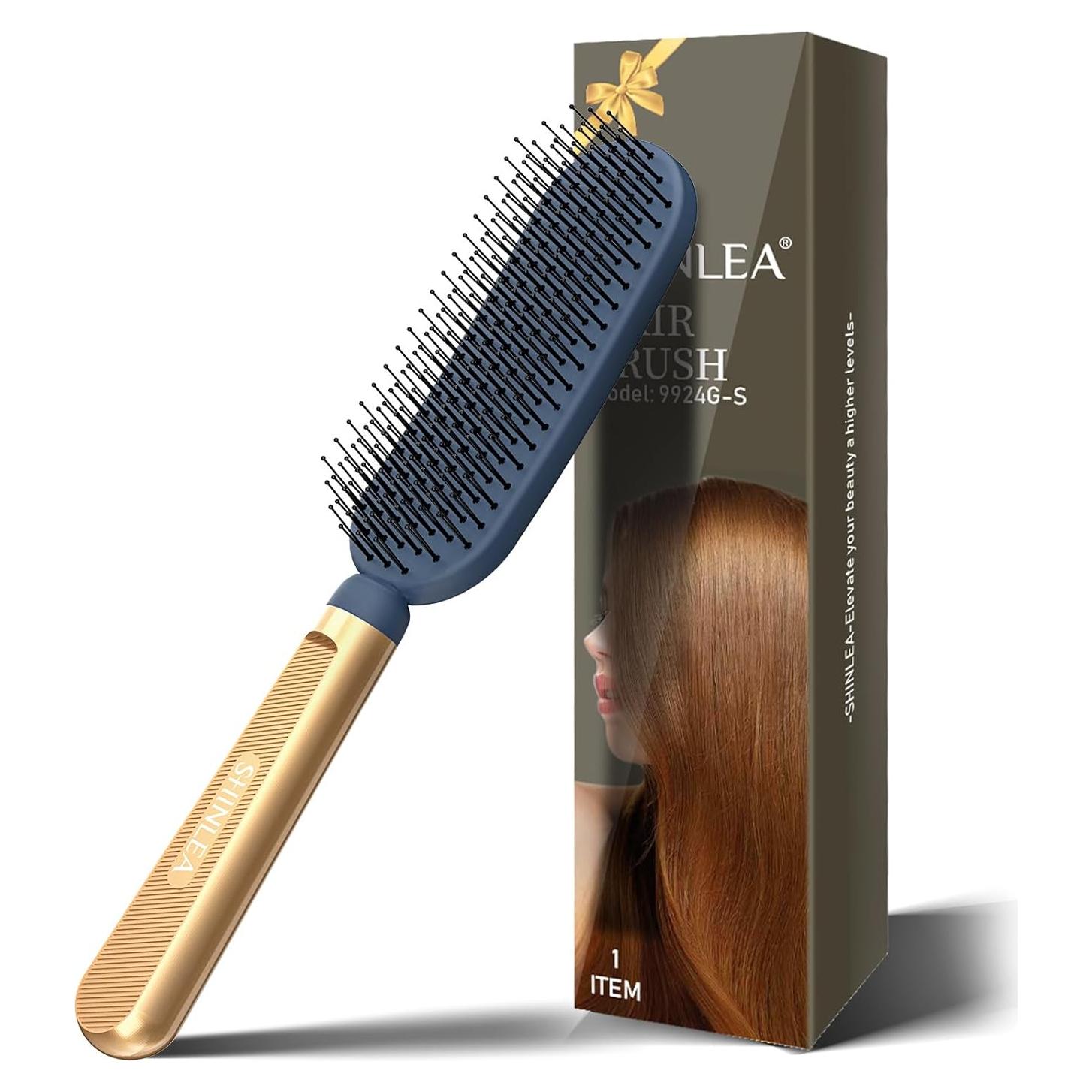Cepillo para Cabello Fino SHINLEA con Cerdas Suaves y Mango de Metal