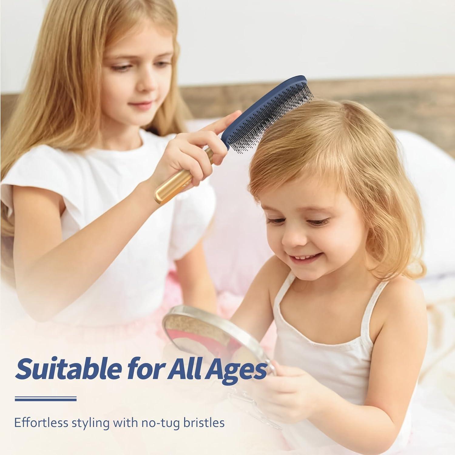 Cepillo para Cabello Fino SHINLEA con Cerdas Suaves y Mango de Metal