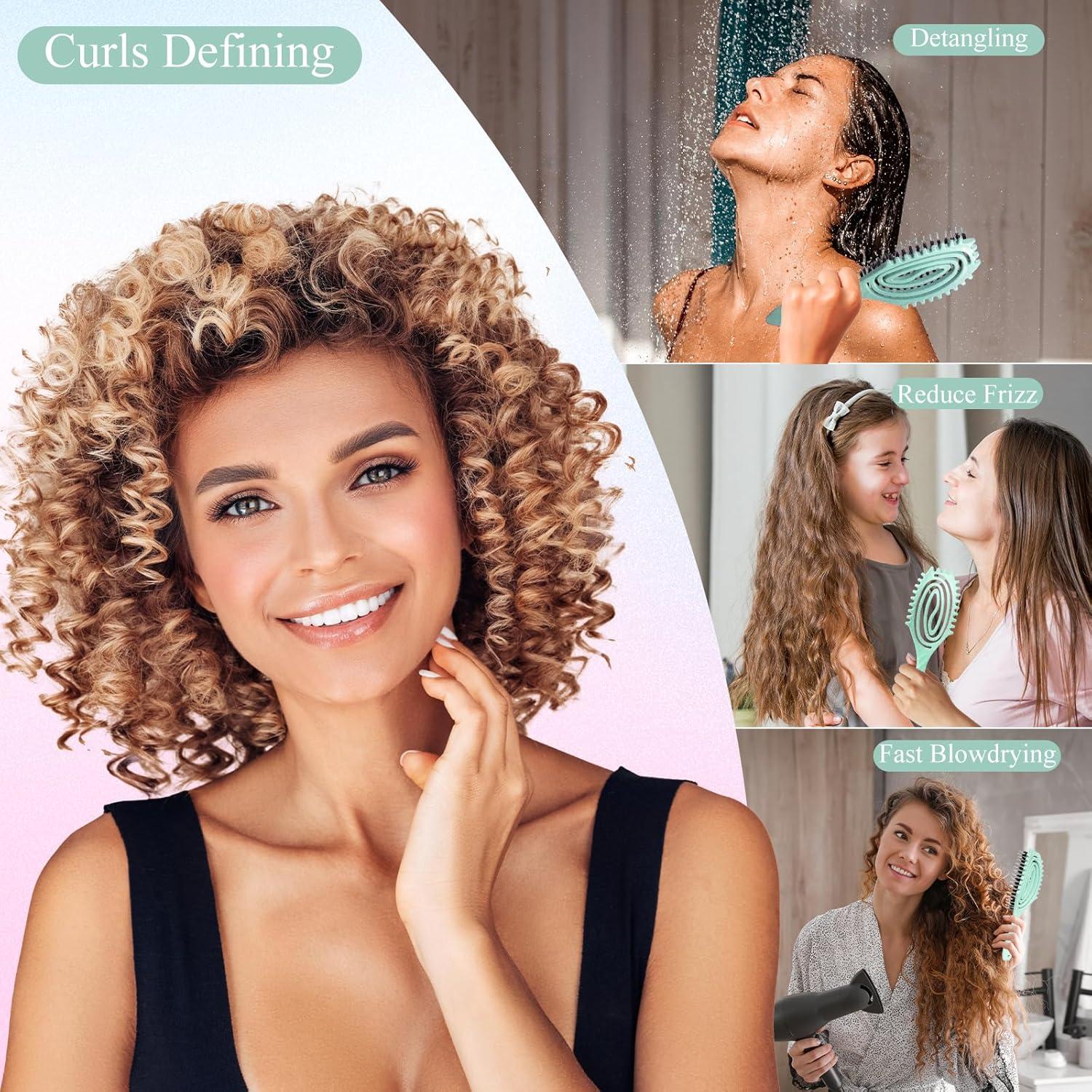 Cepillo Definidor de Rizos Oumigiz Turquesa para Cabello Rizado