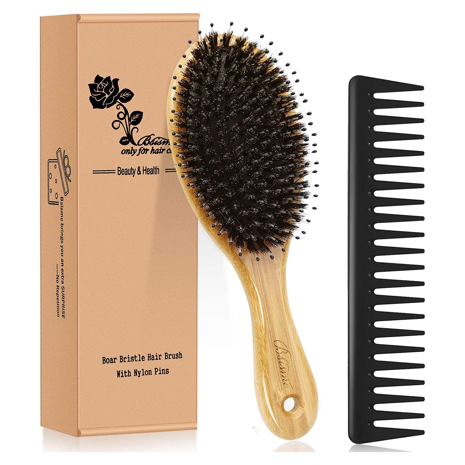 Juego de Cepillos de Cabello Bsisme con Cerda de Jabalí y Peine