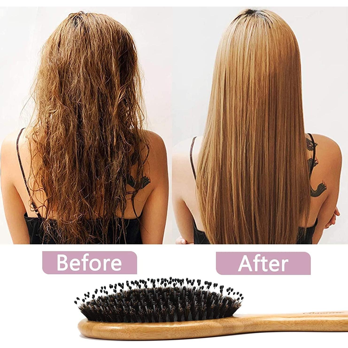 Juego de Cepillos de Cabello Bsisme con Cerda de Jabalí y Peine