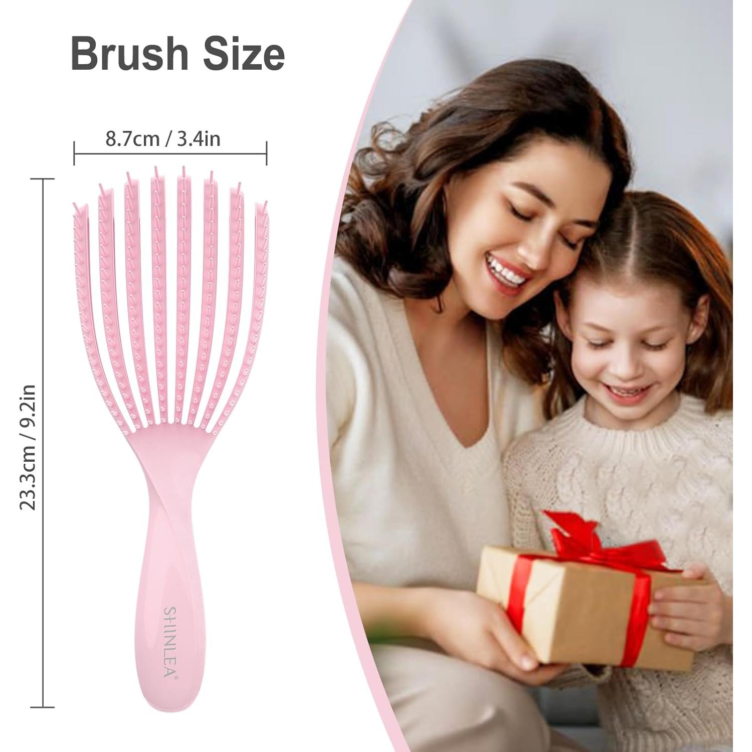 Cepillo Desenredante SHINLEA Rosa para Cabello Rizado y Húmedo