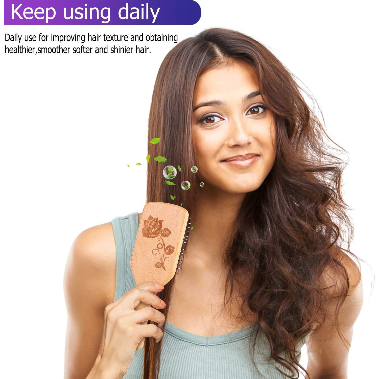 Cepillo de cabello Bsisme - Paleta de madera con cerdas de jabalí