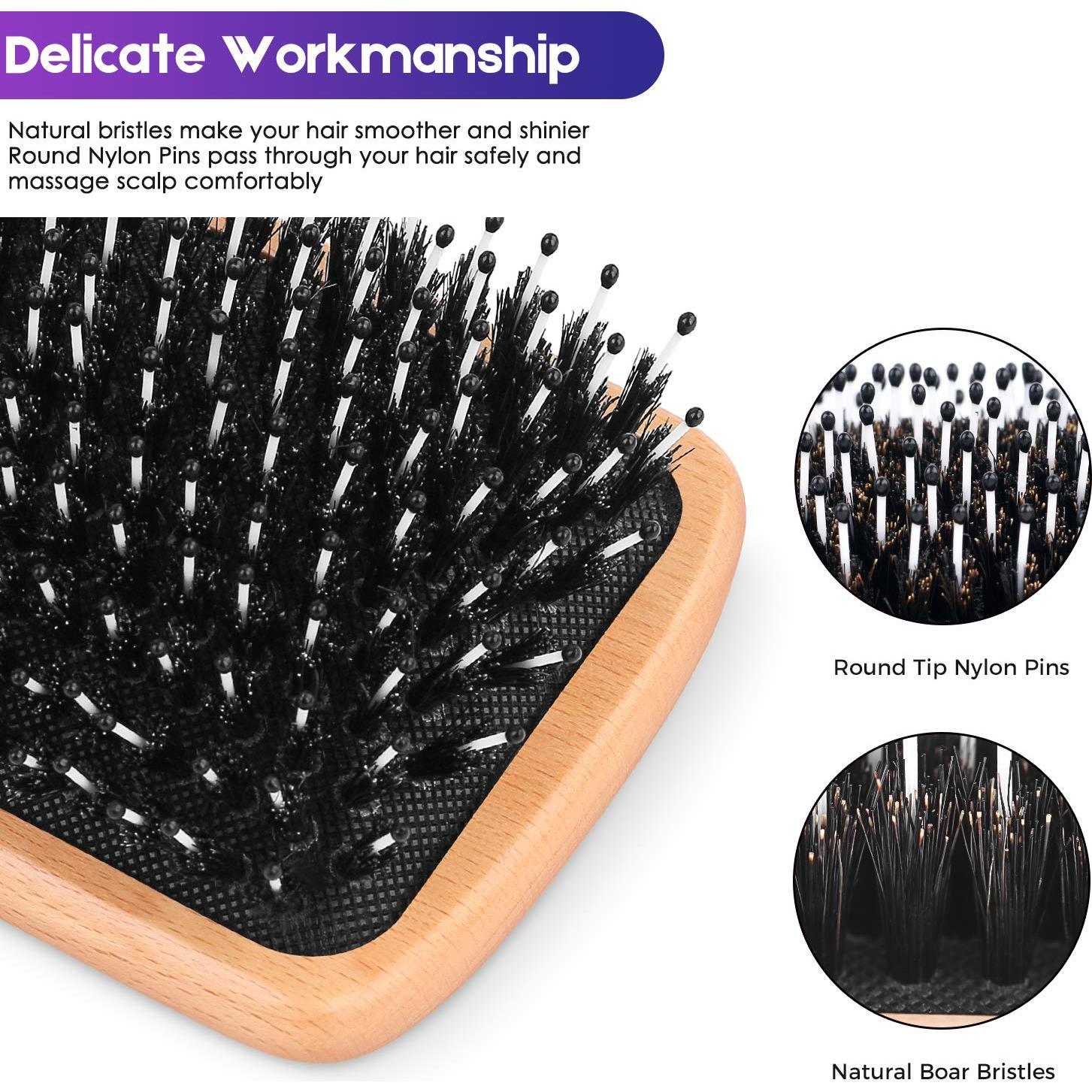 Cepillo de cabello Bsisme - Paleta de madera con cerdas de jabalí