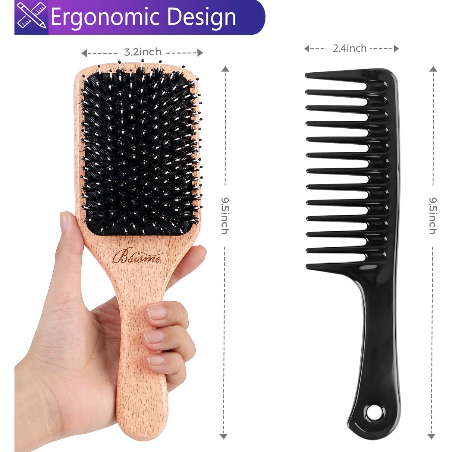 Cepillo de cabello Bsisme - Paleta de madera con cerdas de jabalí