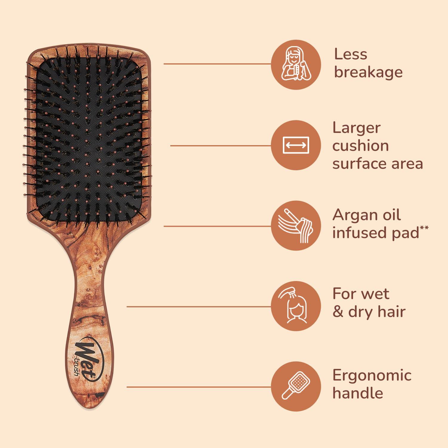 Cepillo de Pelo Wet Brush Madera Tradicional Cerdas Suaves