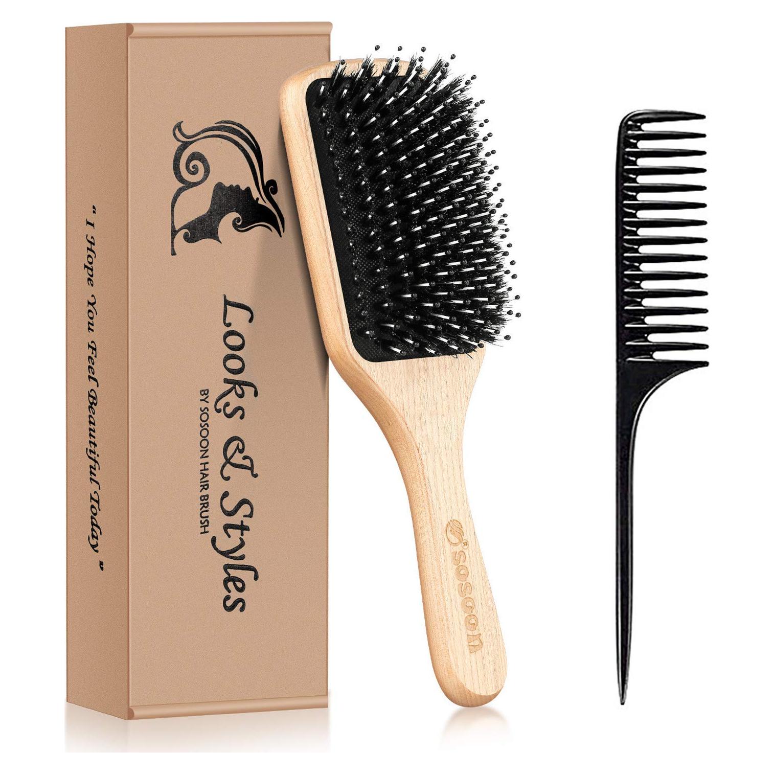 Cepillo de Cerdas de Jabalí Sosoon para Todo Tipo de Cabello