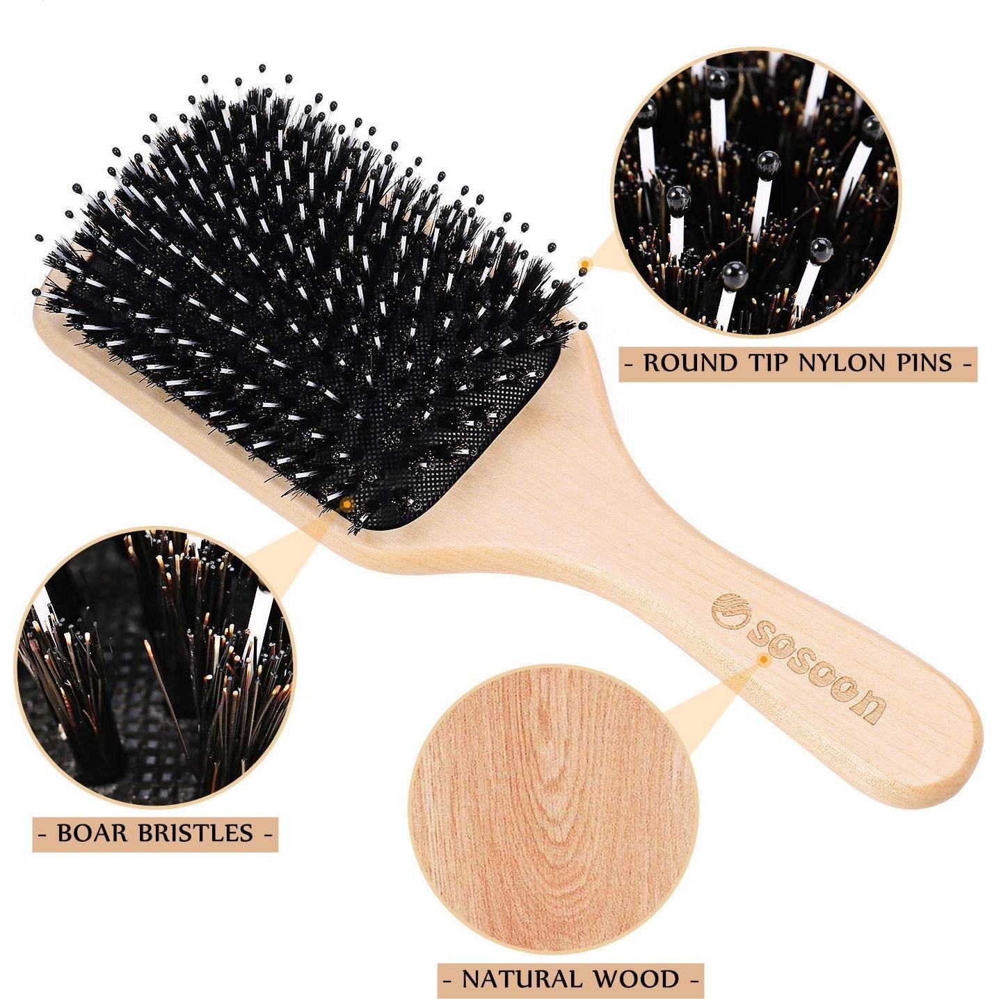 Cepillo de Cerdas de Jabalí Sosoon para Todo Tipo de Cabello