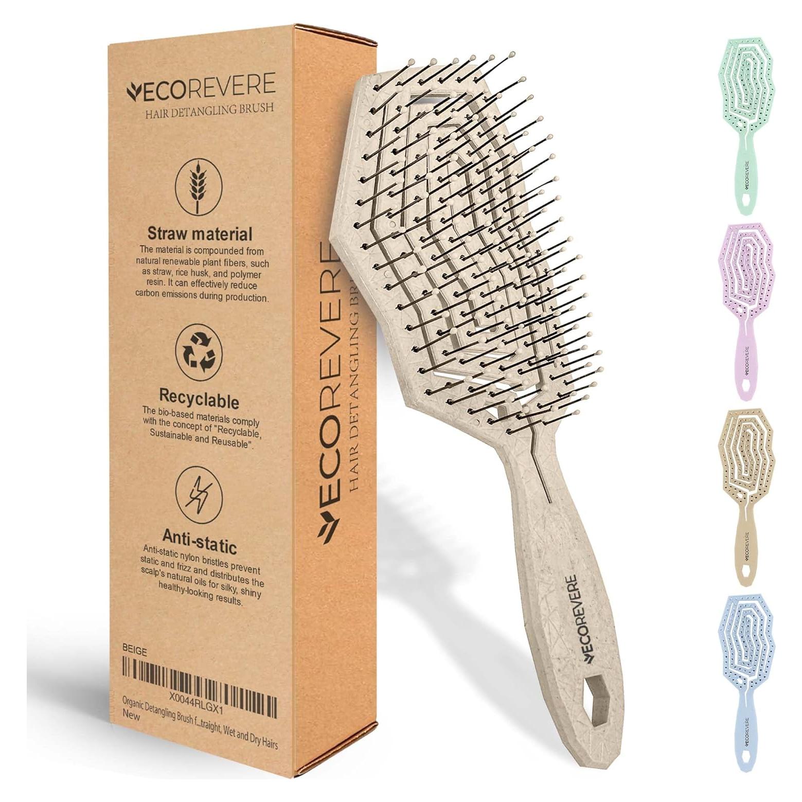 Cepillo Desenredante ECOREVERE Antiestático 360° para Cabello