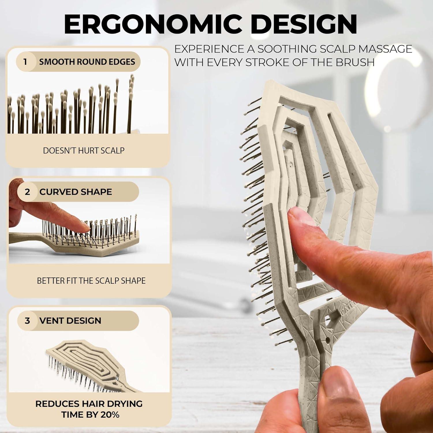 Cepillo Desenredante ECOREVERE Antiestático 360° para Cabello