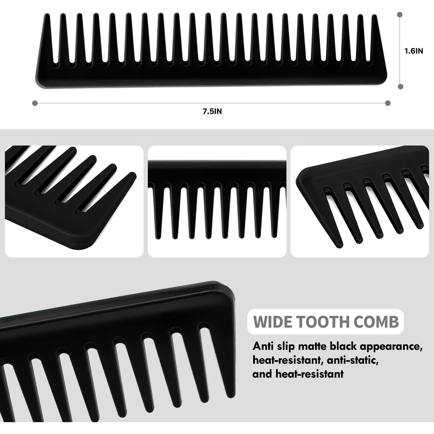 Juego de Cepillos Desenredantes KPX 3+1 para Cabello Rizado Negro