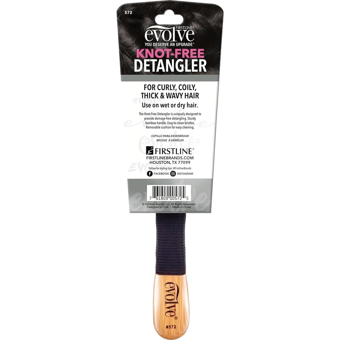 Cepillo Desenredante Evolve Knot Free - Mango de Bambú