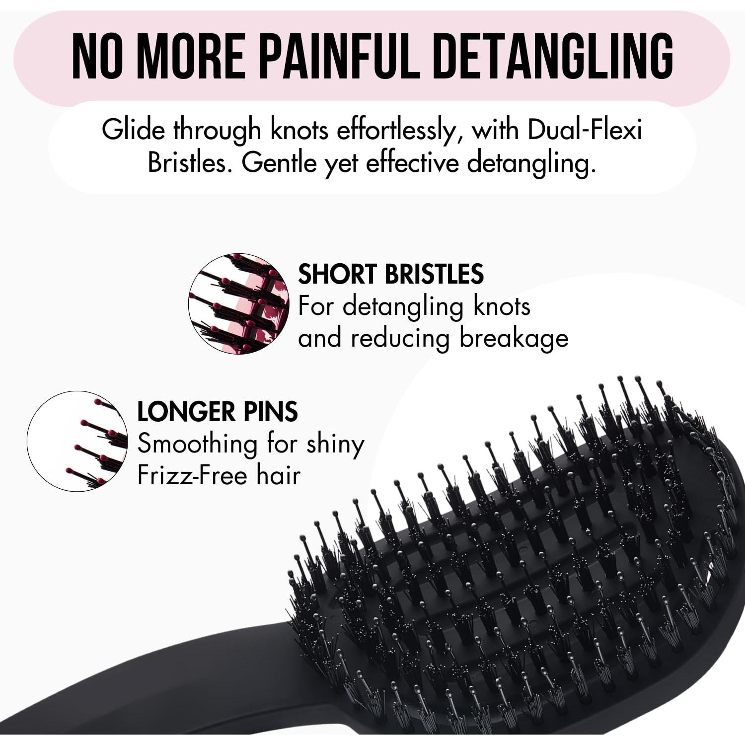 Cepillo Desenredante Ergonómico MOYOKO Negro para Todo Tipo de Cabello