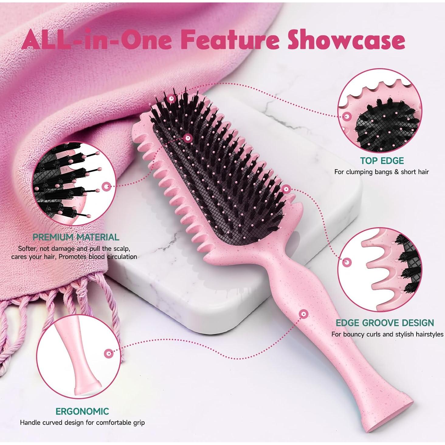 Cepillo de Pelo Rizado ZNONOX Rosa - Definidor de Rizos