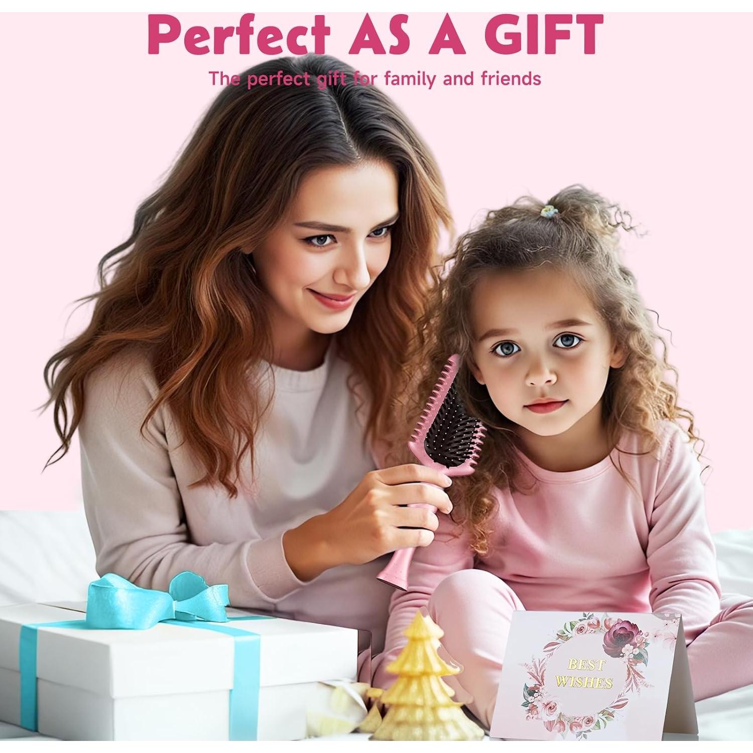 Cepillo de Pelo Rizado ZNONOX Rosa - Definidor de Rizos