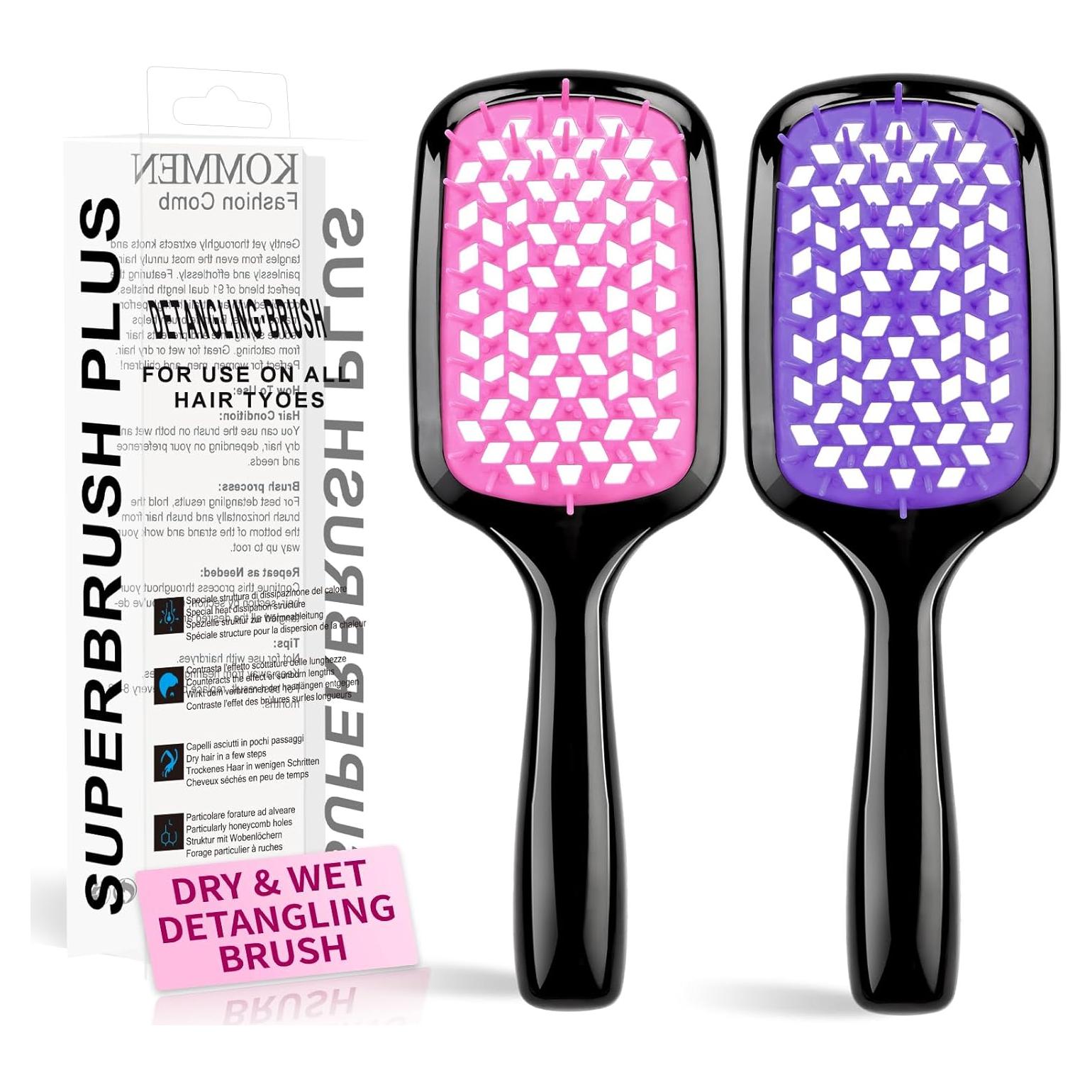 Cepillo Desenredante para Cabello Rosa y Morado - Suave y Ecológico