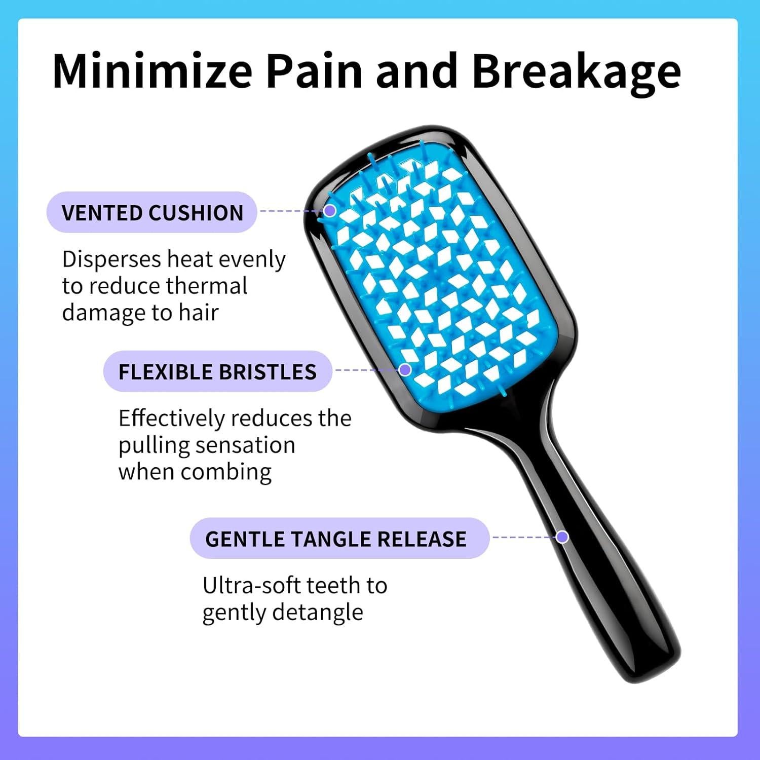 Cepillo Desenredante para Cabello Rosa y Morado - Suave y Ecológico