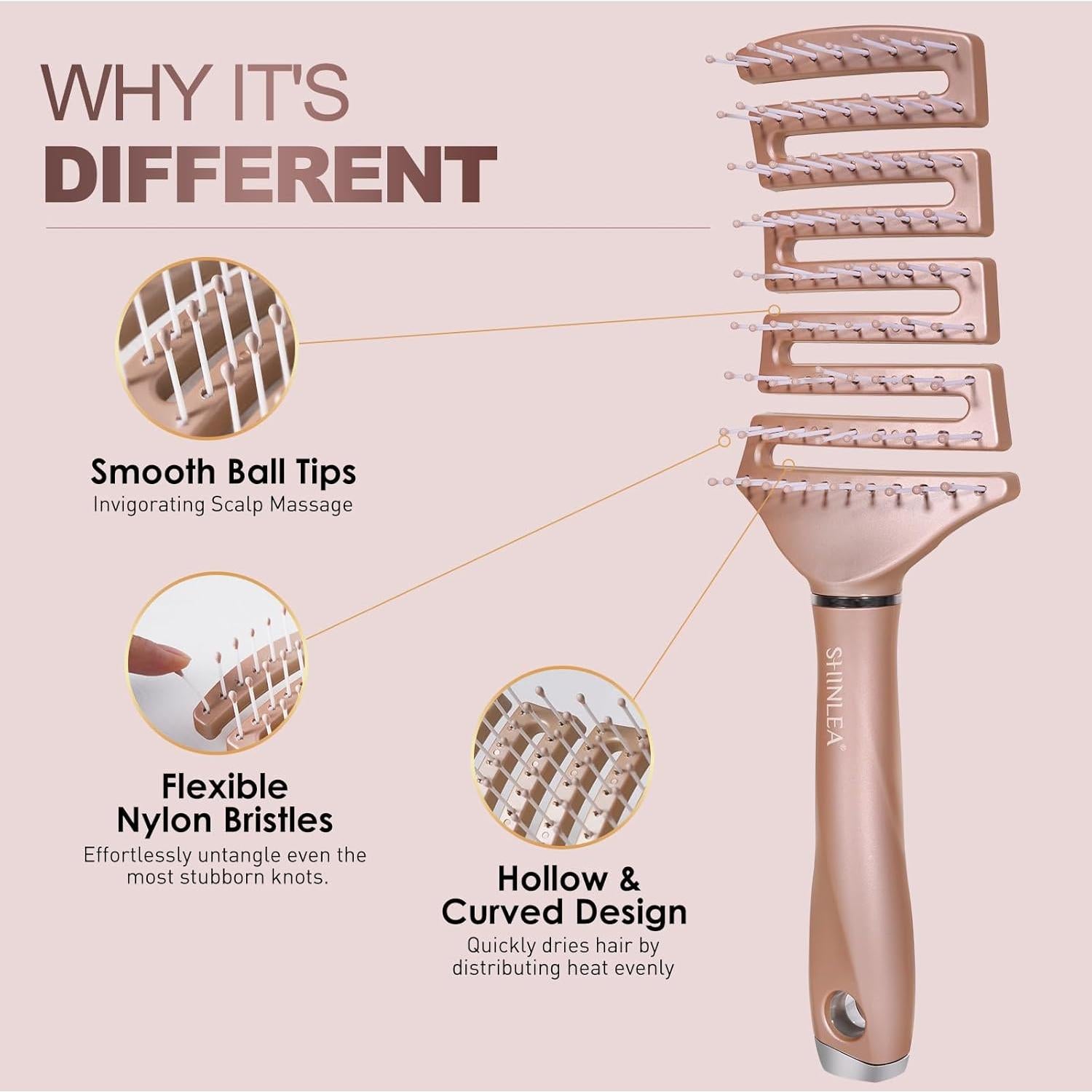 Cepillo Desenredante Ventilado SHINLEA para Cabello Húmedo