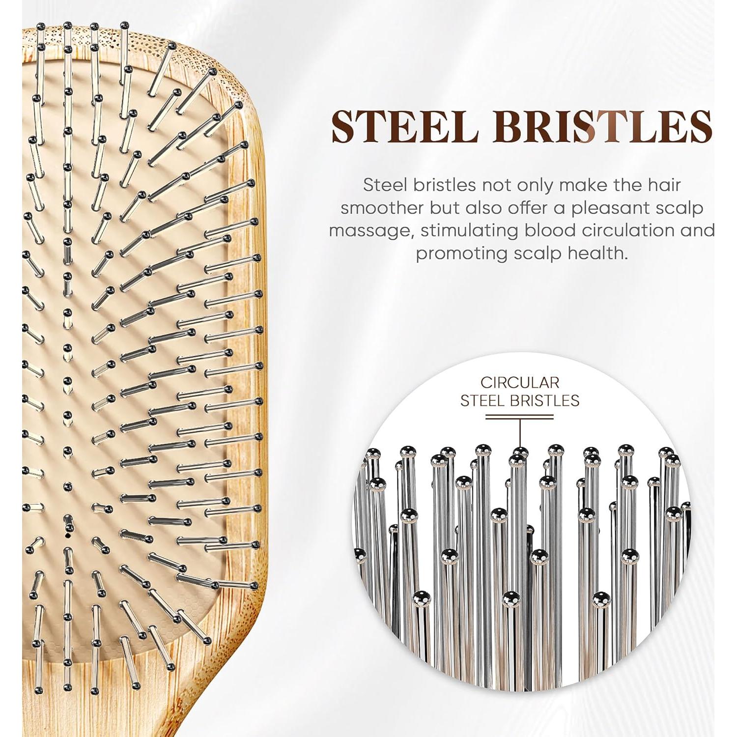Cepillo de Pelo de Bambú BFWood con Cerdas de Acero 23cm