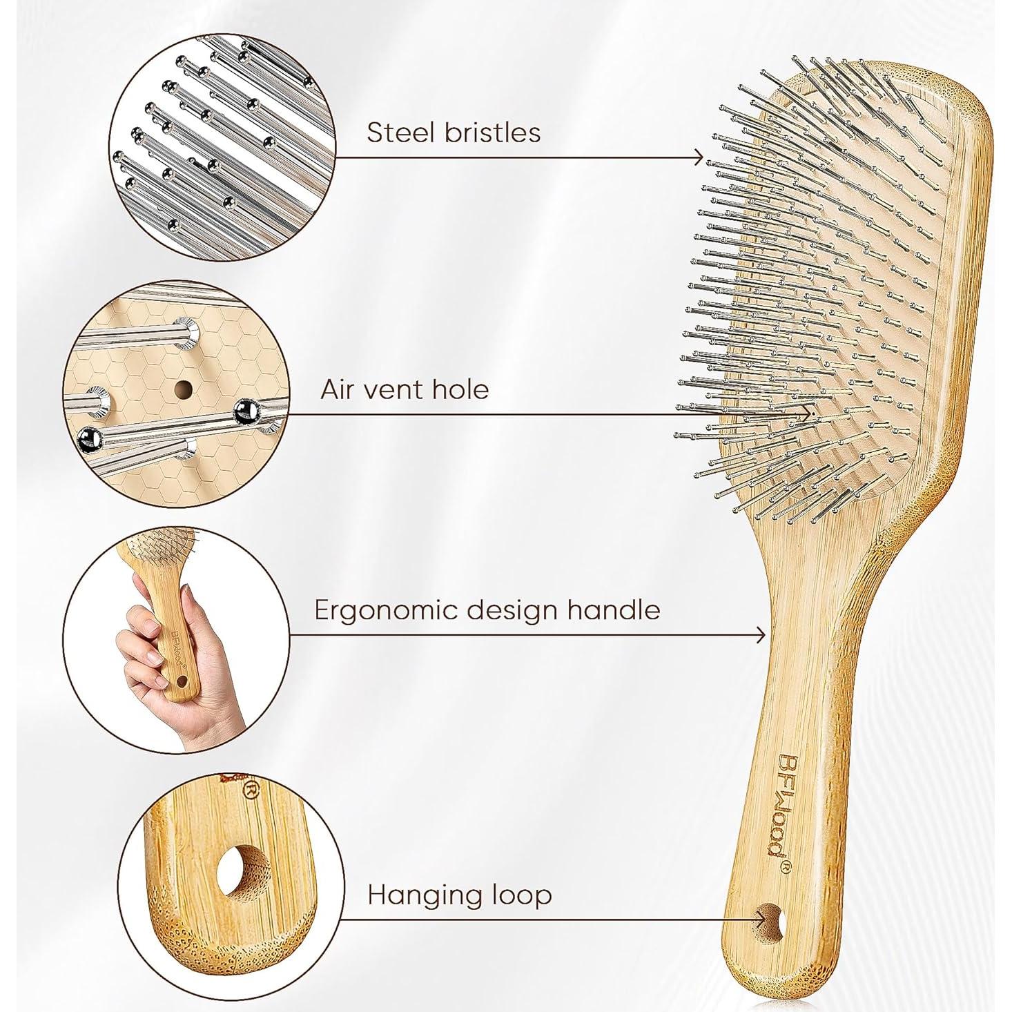 Cepillo de Pelo de Bambú BFWood con Cerdas de Acero 23cm