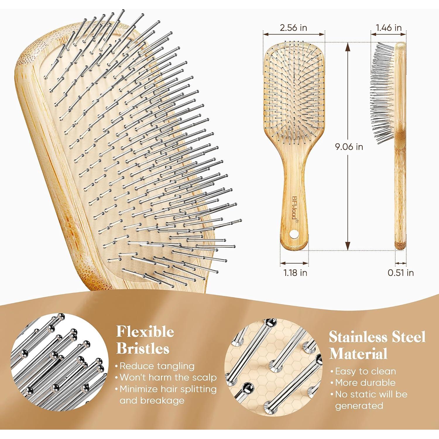 Cepillo de Pelo de Bambú BFWood con Cerdas de Acero 23cm