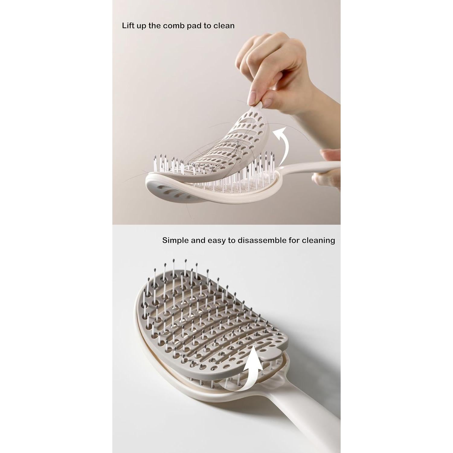 Cepillo Desenredante Autolimpiante Xinqirity Blanco 22.6x8.2cm