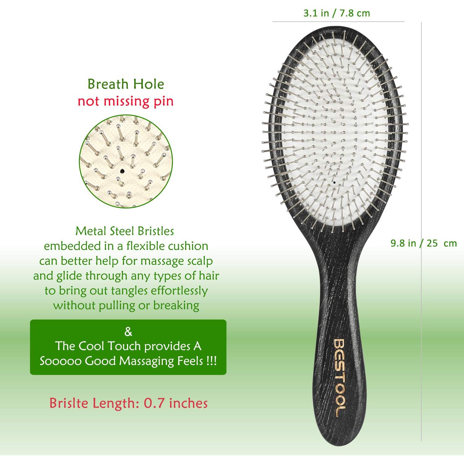 Cepillo Desenredante Paddle BESTOOL con Cerditas Metálicas 18cm