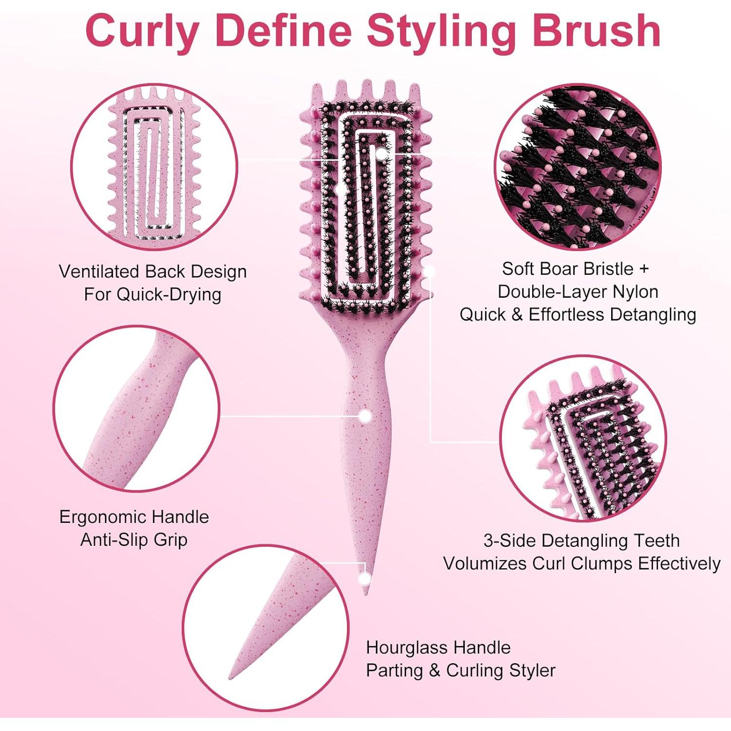 Cepillo Definidor de Rizos Weldilgit Rosa - Suave y Desenredante