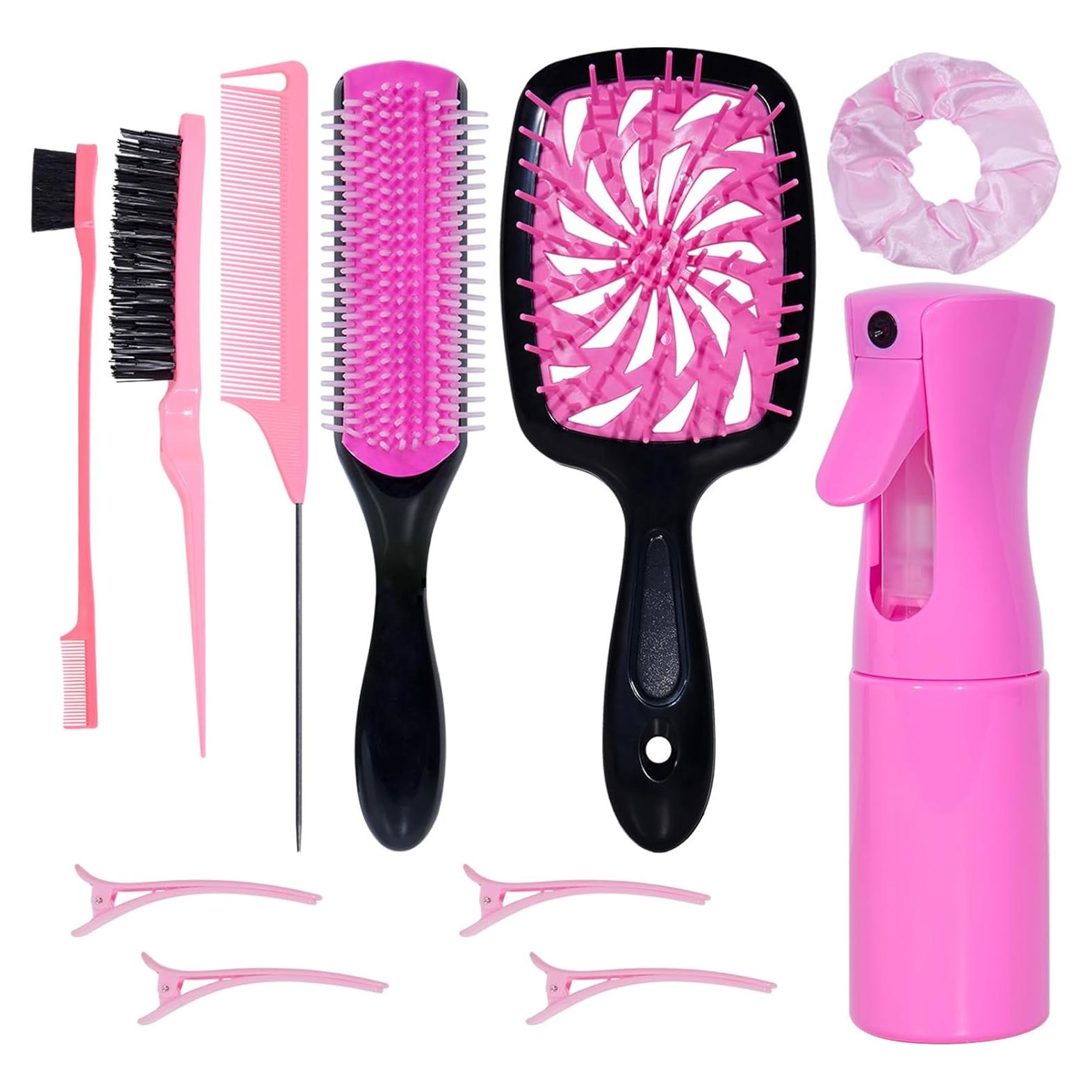 Juego de Cepillos para Cabello FlyLanyards 11 Piezas Rosa