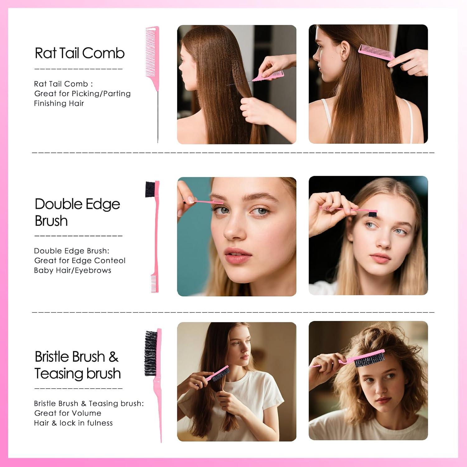 Juego de Cepillos para Cabello FlyLanyards 11 Piezas Rosa