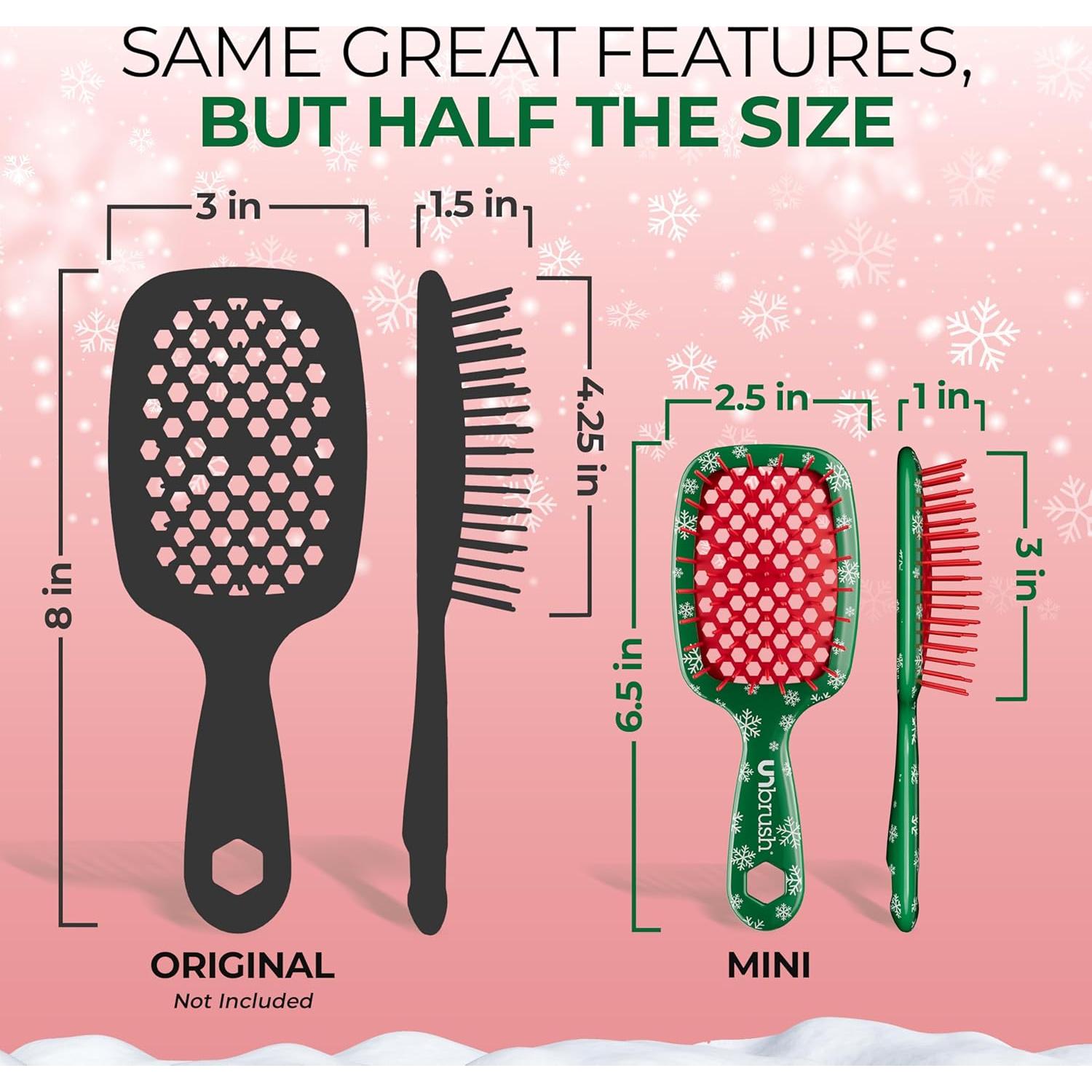 Cepillo de Cabello UNbrush Mini Holiday Verde Pino 19.6x7.6cm