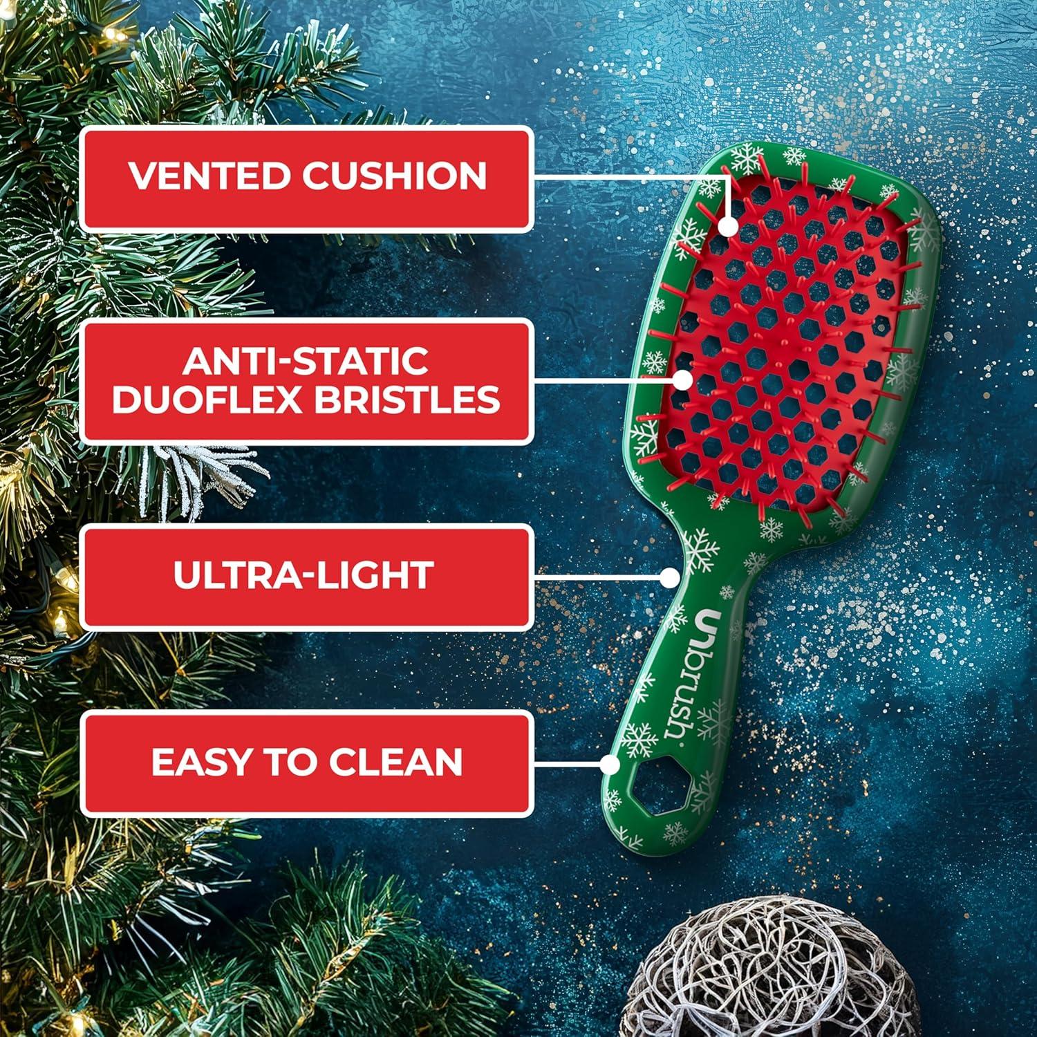 Cepillo de Cabello UNbrush Mini Holiday Verde Pino 19.6x7.6cm