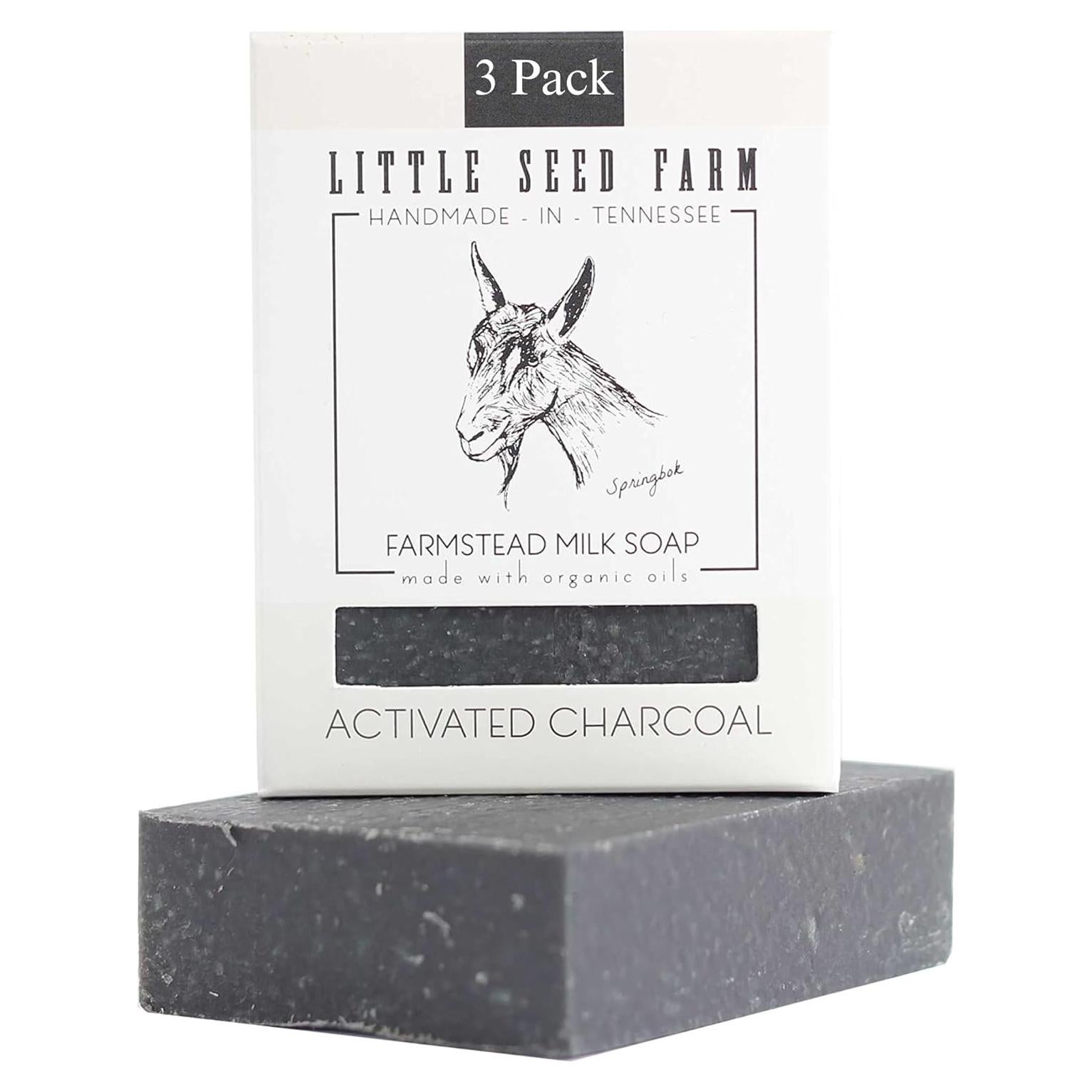 Jabón Orgánico de Leche de Cabra Little Seed - 3 Barras Carbón Activado 134g