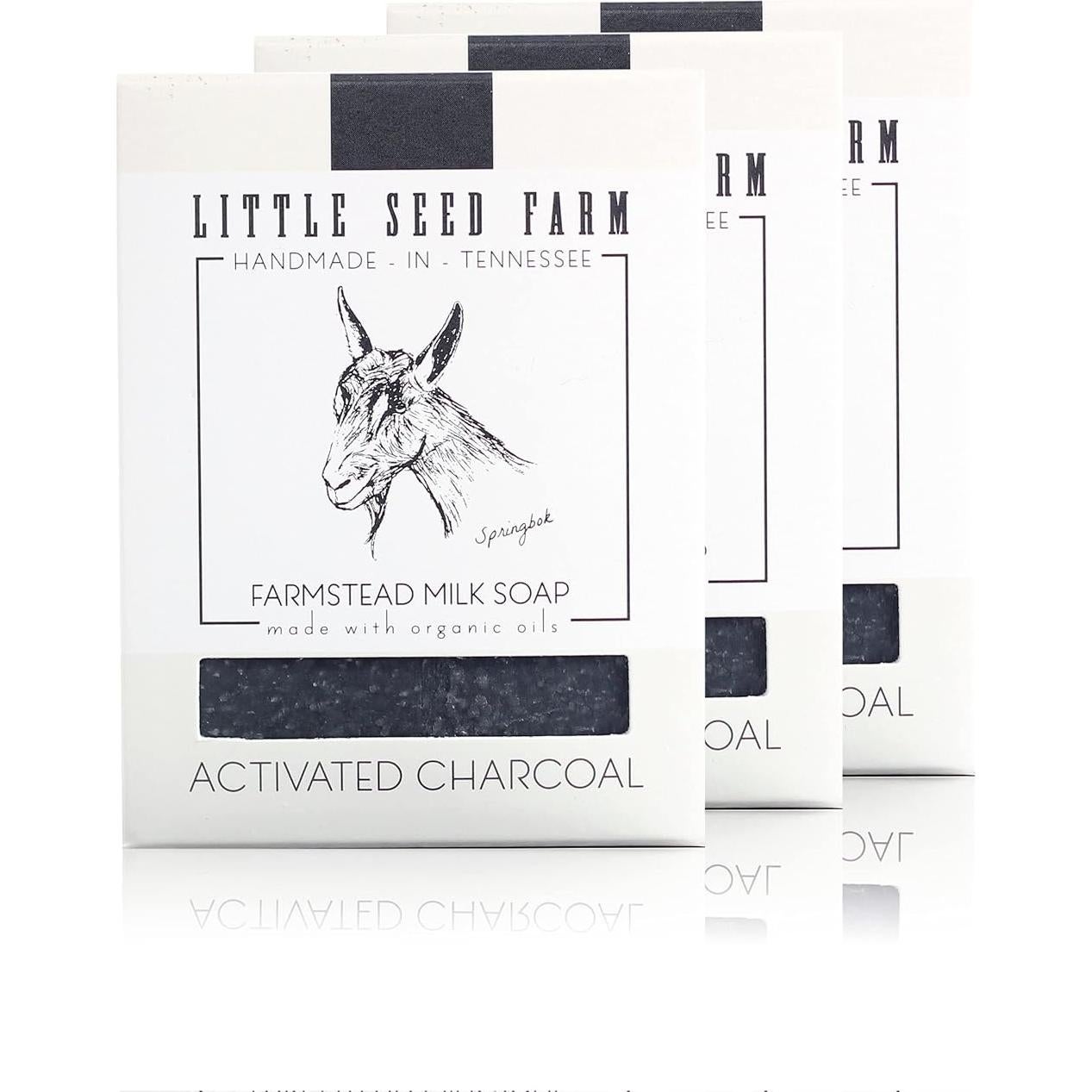 Jabón Orgánico de Leche de Cabra Little Seed - 3 Barras Carbón Activado 134g