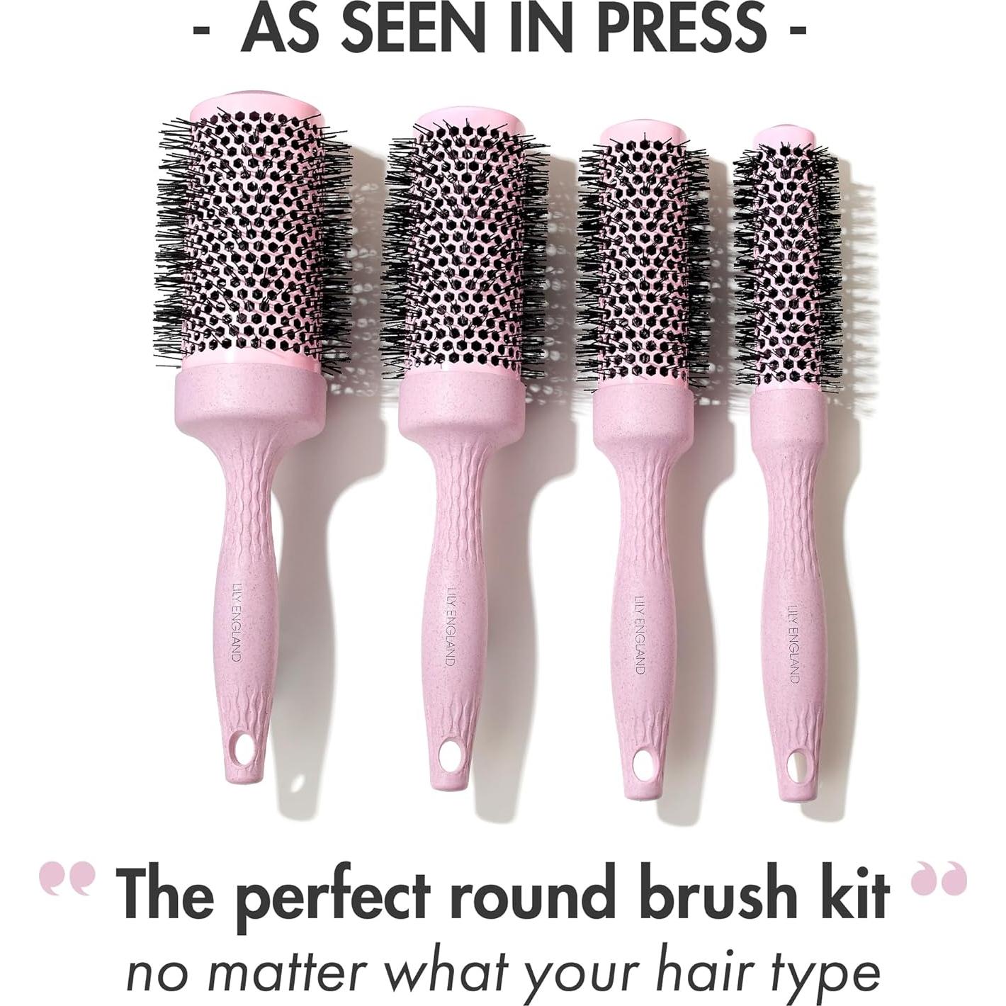 Juego de Cepillos Redondos Lily England - 4 Piezas para Secado Voluminoso