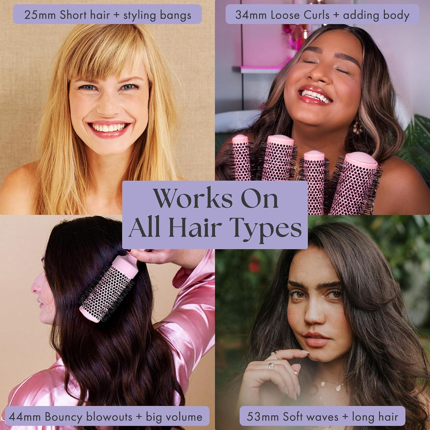 Juego de Cepillos Redondos Lily England - 4 Piezas para Secado Voluminoso