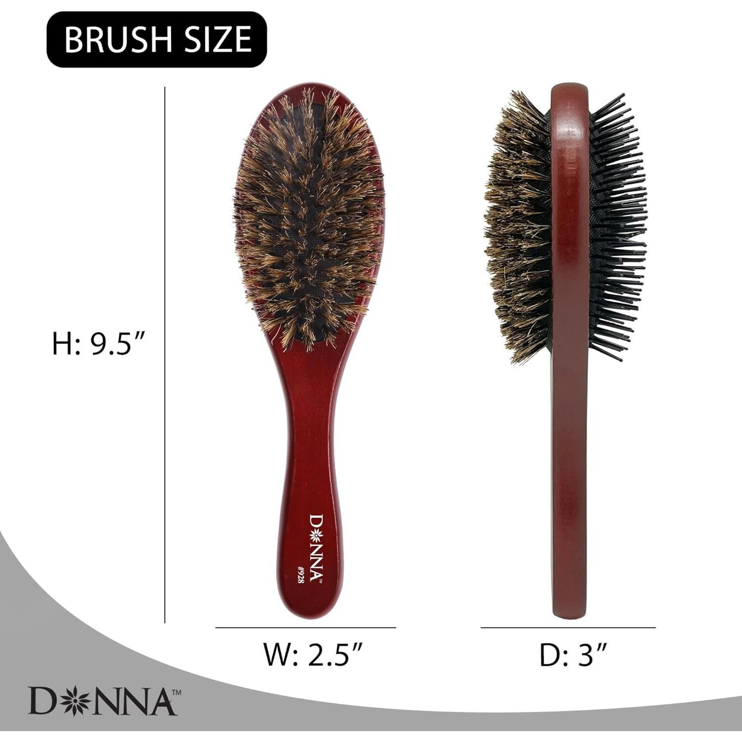 Cepillo Doble Cara Donna - Cerdas de Jabalí Naturales 25.4cm