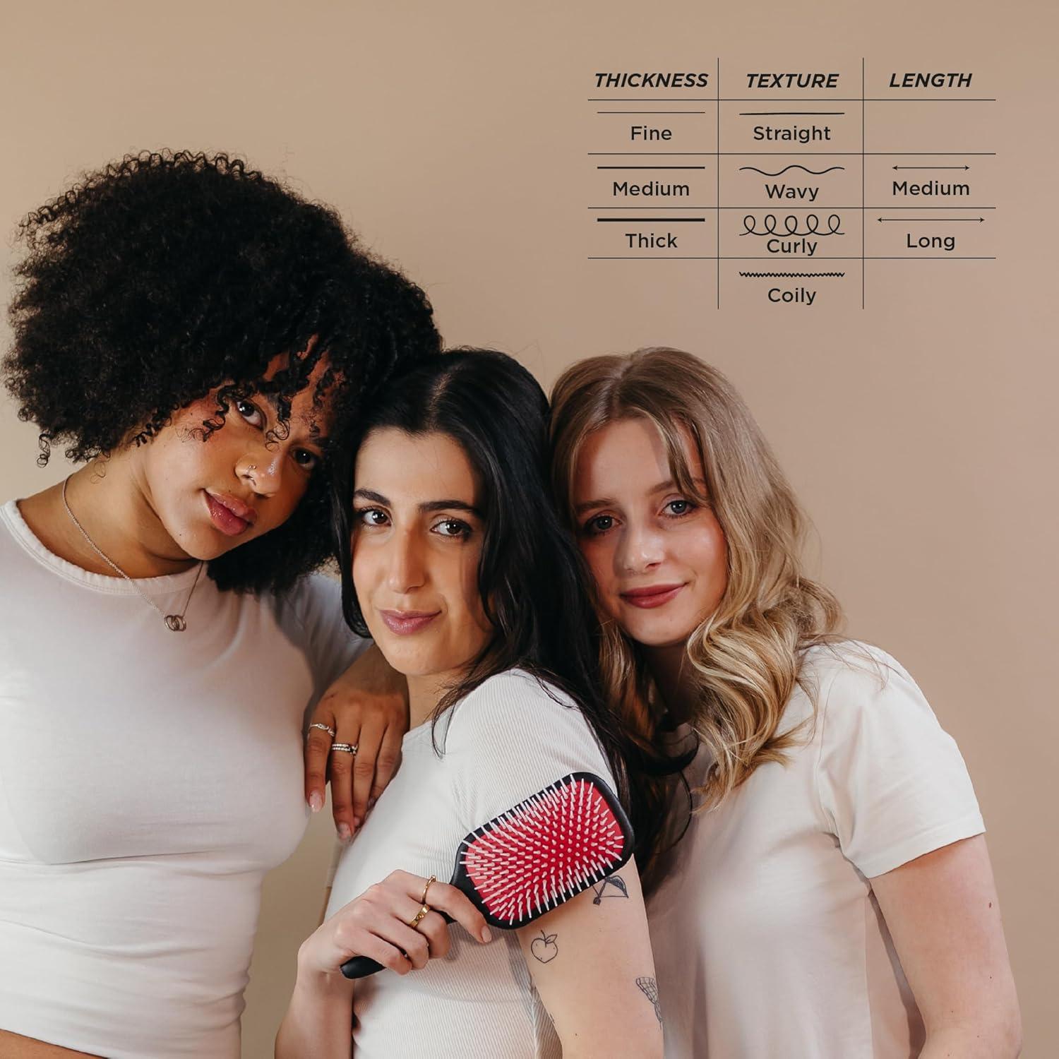 Cepillo Paddle Desenredante Denman P038SBLK - Cabello Húmedo y Seco