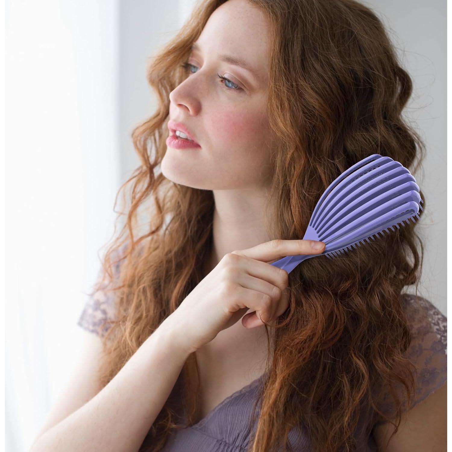 Cepillo Desenredante Shinlea para Cabello Rizado 8x8 cm Púrpura