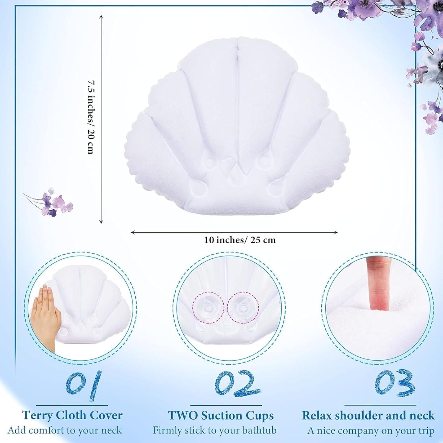 Almohada Inflable para Baño Jetec 2 Pcs con Ventosas Soporte Cuello