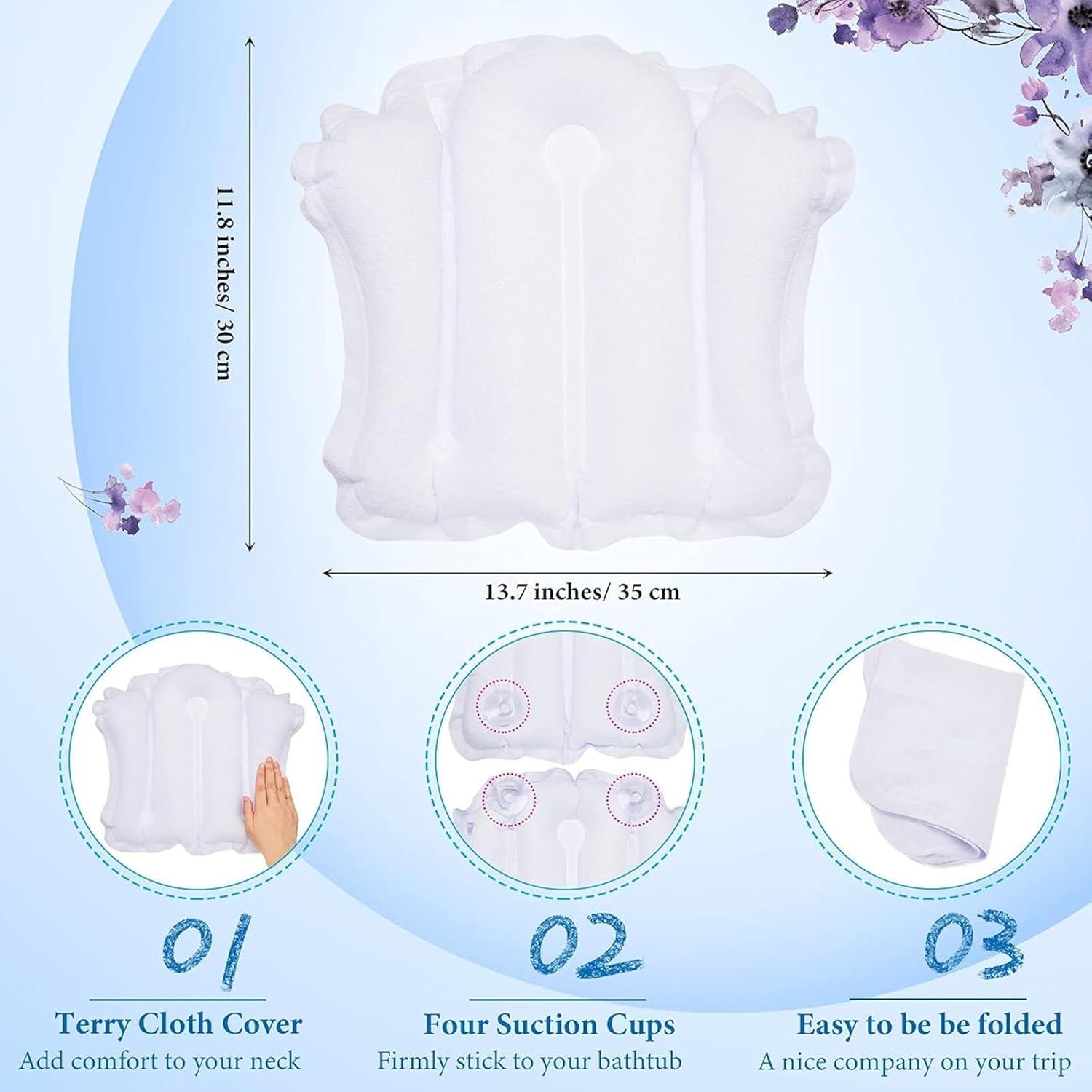 Almohada Inflable para Baño Jetec 2 Pcs con Ventosas Soporte Cuello