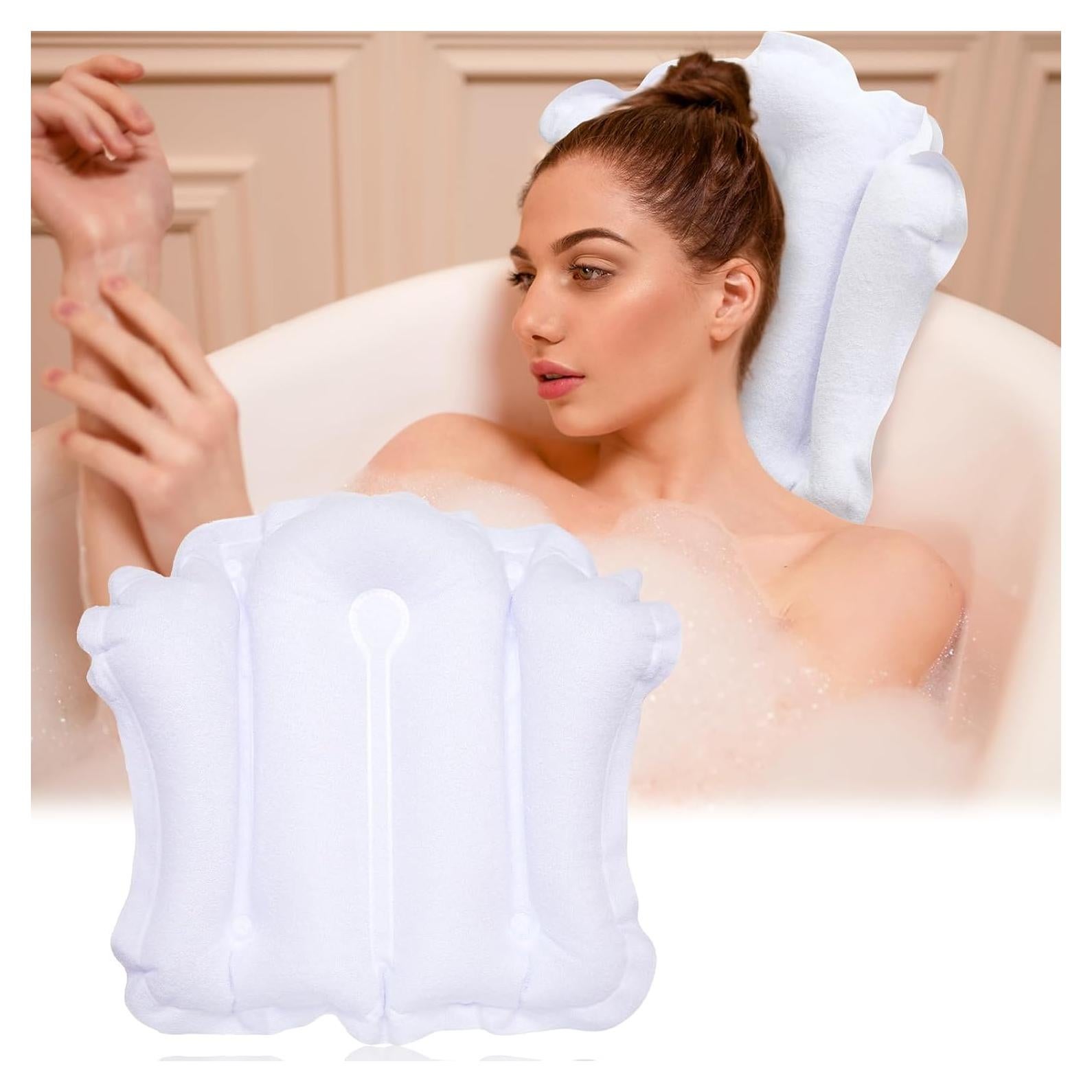 Almohada de baño inflable Jetec con ventosas y tela de rizo