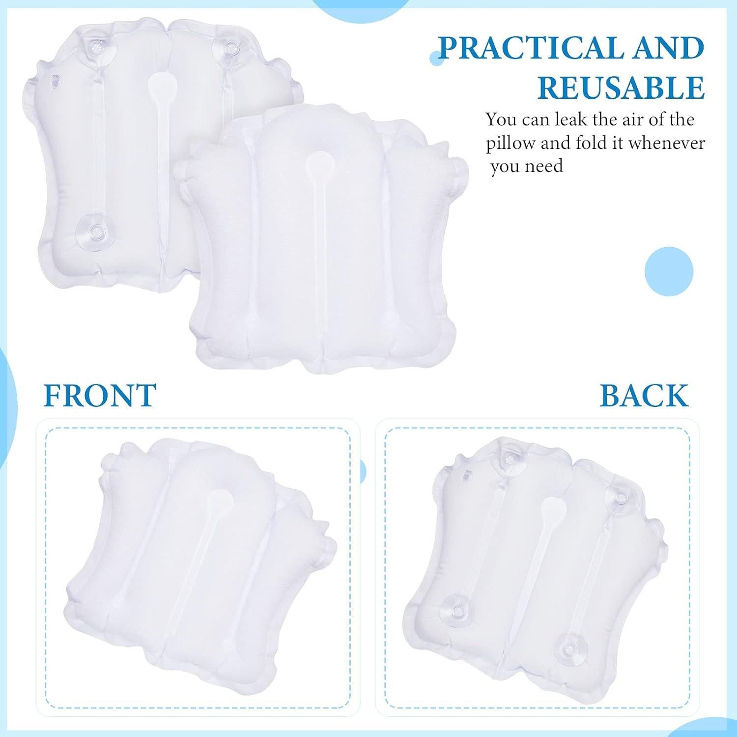 Almohada de baño inflable Jetec con ventosas y tela de rizo